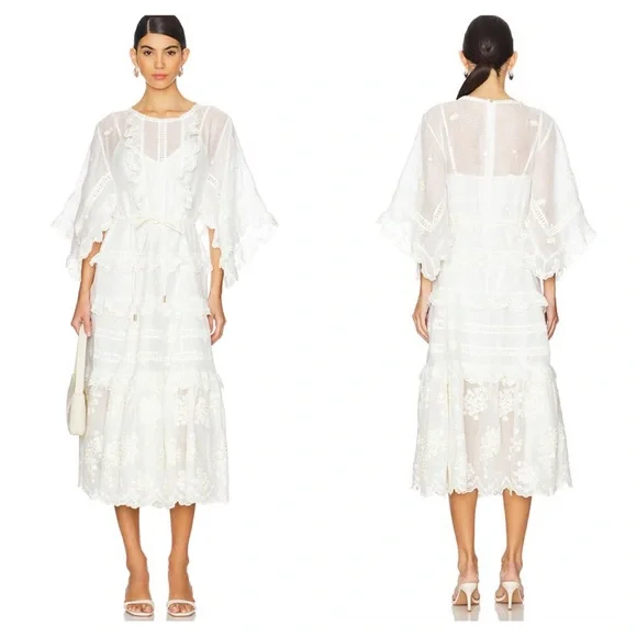NEW Zimmermann Acacia embroidered midi dress - Picture 1 of 11